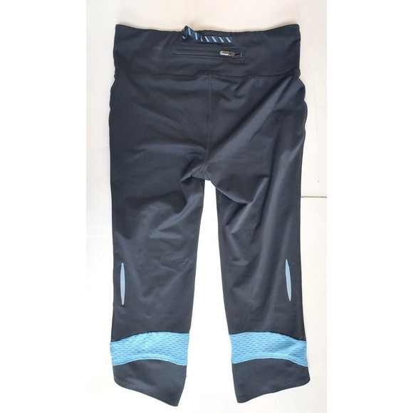 Ladies Under Armour UA Fly-By Compression Capri Leggings Black/Blue Size S - Picture 2 of 7